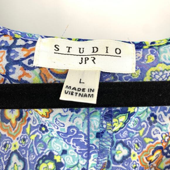 Studio By JPR Midi Dress Sleeveless Womens Sz Large Mosaic Pattern Lace Up Front - Picture 5 of 6